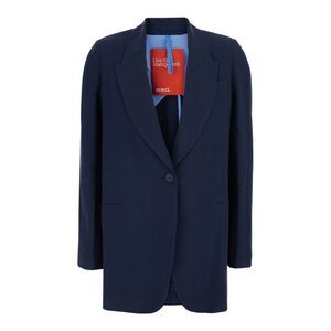 Merci Women Blue Single-Breasted Jacket With Peak Revers In Fabric Women